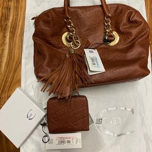 NEW Just Cavalli Large Satchel + Wallet